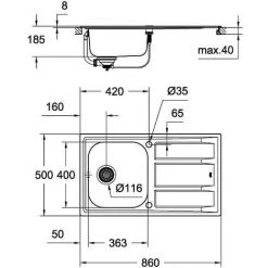 Grohe K400 Edelstahlspüle Mit Abtropffläche, 860x500mm -GROHE SHOP 58478466 4