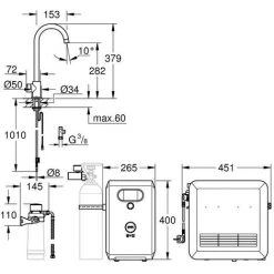 Grohe Blue Professional C-Auslauf Set, BT/WIFI, Supersteel -GROHE SHOP 58489122 3
