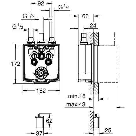 Grohe Eurosmart CE Unterputzkörper, Für Brause 6V Therm. Mischung Für 36456 6 Grohe Eurosmart CE Unterputzkörper, Für Brause 6V Therm. Mischung Für 36456 – Bild 4