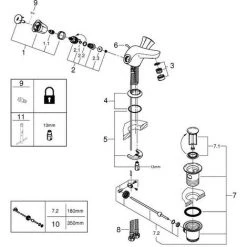 Grohe Costa Waschtisch-Einlochbatterie, Zugstangen-Ablaufgarnitur, Chrom 8 Grohe Costa Waschtisch-Einlochbatterie, Zugstangen-Ablaufgarnitur, Chrom -GROHE SHOP 58605606 3