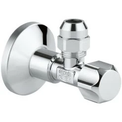 Grohe Eckventil, 3/8", Quetschv. Schubschaft Lang Rosette, Chrom