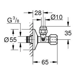 Grohe Eckventil, 3/8", Quetschv. Schubschaft Lang Rosette, Chrom -GROHE SHOP 58605609 4