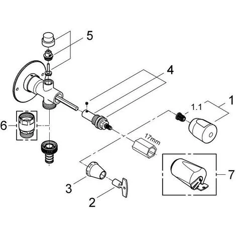 Grohe Eurotec-Komplett Außenwandventil , DN15 Mit Steckschlüssel Mattchrom 5 Grohe Eurotec-Komplett Außenwandventil , DN15 Mit Steckschlüssel Mattchrom – Bild 3