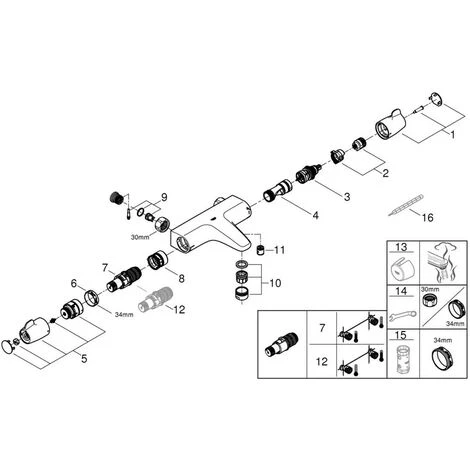 Grohe Grohtherm Special Thermostat-Wannenbatterie, Chrom 5 Grohe Grohtherm Special Thermostat-Wannenbatterie, Chrom – Bild 3