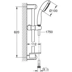 Grohe Tempesta 100 Brausestangenset 4 Strahlarten, Chrom -GROHE SHOP 58605987 4