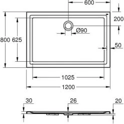 Grohe Acryl Duschwanne 800 X 1200, Alpinweiß -GROHE SHOP 58605999 3