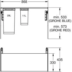 Grohe Blue Mülltrennsystem 90 Cm - 11 L / 29 L -GROHE SHOP 58606007 3