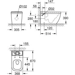 Grohe Euro Ceramic Pack Stand-WC Der Spitzenklasse, Seitlicher Zulauf (39462999) 11 Grohe Euro Ceramic Pack Stand-WC Der Spitzenklasse, Seitlicher Zulauf (39462999) -GROHE SHOP 61890570 5
