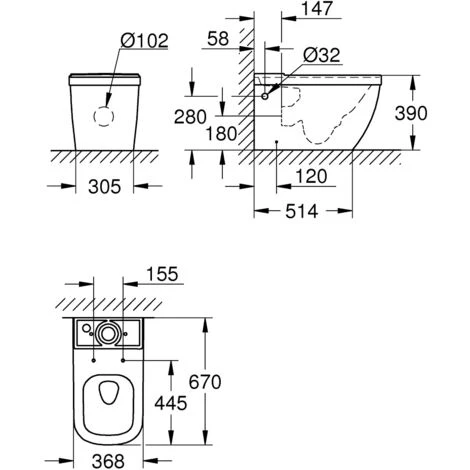 Grohe Euro Ceramic Pack Stand-WC Der Spitzenklasse, Seitlicher Zulauf (39462999) 7 Grohe Euro Ceramic Pack Stand-WC Der Spitzenklasse, Seitlicher Zulauf (39462999) – Bild 5