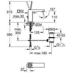 Grohe Eurocube Joy Einhand-Waschtischbatterie, 1/2″ M-Size (23657000) -GROHE SHOP 65847566 2
