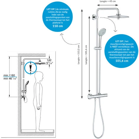 GROHE Euphoria System | Brause- & Duschsystem | Horizontal Schwenkbarer Brausearm | Mit Thermostat-Duscharmatur | Chrom | 27615001 7 GROHE Euphoria System | Brause- & Duschsystem | Horizontal Schwenkbarer Brausearm | Mit Thermostat-Duscharmatur | Chrom | 27615001 – Bild 5