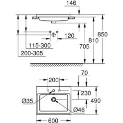 Grohe Cube Keramik Einbauwaschtisch Von Oben 60 Cm (3947900H) -GROHE SHOP 66401702 2