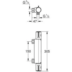 Grohe Grohtherm 800 Thermostat-Brausebatterie, 1/2″ Chrom (34561000) -GROHE SHOP 66411321 2