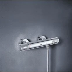 Grohe Grohtherm 1000 Performance | Thermostat-Brausebatterie, S-Anschlüsse - ProGrip Griff Mit Rändelstruktur & Spartaste| Chrom | 34776000 -GROHE SHOP 67264094 5