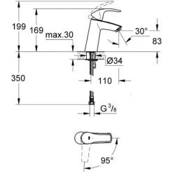 Grohe Eurosmart Einhand-Waschtischbatterie, 1/2″ M-Size (2339510E) 6 Grohe Eurosmart Einhand-Waschtischbatterie, 1/2″ M-Size (2339510E) -GROHE SHOP 67404397 2