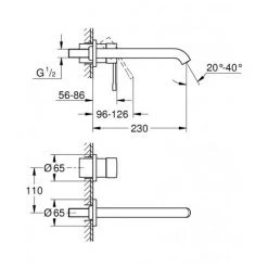 Grohe Essence Mischer-Set Einhebelmischer 2-Loch-Waschbecken Größe L Hartes Gebürstetes Graphit + Unterputzkörper (19967AL1-SET) -GROHE SHOP 68146874 4