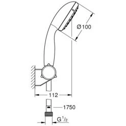 Grohe Brauseset Bauloop Mechanischer Mischer + Tempesta 100 2-strahlige Handbrause Mit Wandhalterung, Chrom (23340000-Tempesta3) -GROHE SHOP 68146901 4