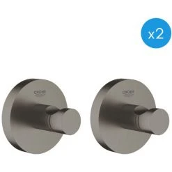 Grohe Essentials Set Mit 2 Wandhaken, Hard Graphite Gebürstet (40364AL1-DuoEssential)