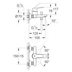 Grohe Pack 1/2'' Einhand-Wannen-/Brausemischer + Tempesta 100 Komplettes 2-Strahl-Duschset (BD1-TEMPESTA Mischer) -GROHE SHOP 68147052 5