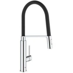 Grohe Concetto Semiprofessionelle Küchenarmatur Mit Schwarzem Hygieneschlauch Und 2-Strahl-Brause, Chrom (G-31491000)