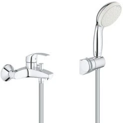 Grohe Tempesta 100 Einhand-Wannen-/Brausebatterie + 2-Strahl-Handbrause Mit Wandhalterung, Chrom (32158002-Tempesta3)