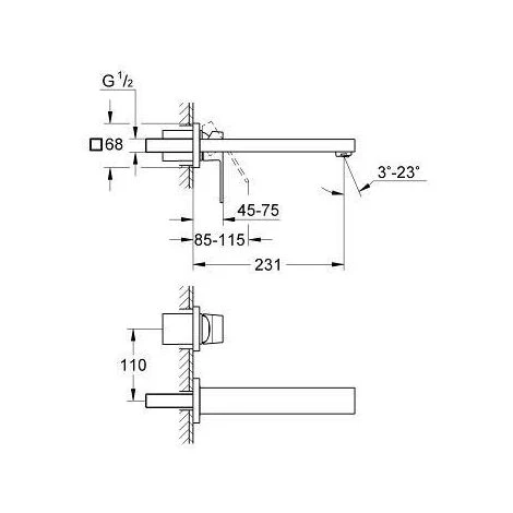 Grohe Eurocube Set Einhebelmischer 2-Loch-Einbau-Waschbecken Chrom Größe M + Unterputzkörper (23447000-SET) 7 Grohe Eurocube Set Einhebelmischer 2-Loch-Einbau-Waschbecken Chrom Größe M + Unterputzkörper (23447000-SET) – Bild 5