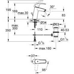 Grohe Eurosmart Einhand-Waschtischbatterie, 1/2″ M-Size (2339310E) -GROHE SHOP 68579847 2