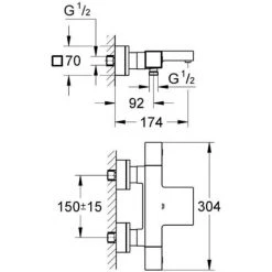 Grohe Wannen-/Duschset Grohtherm Cube Thermostat + Euphoria 1-strahlige Handbrause Mit Wandhalterung (34497000-CUBESTICK) -GROHE SHOP 68579868 4