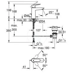 Grohe 2er-Set Waschbeckenmischer Gr. M Mit Zuglaschen Und Ablaufgarnitur, DN 15 (M2-DUO Mischer) -GROHE SHOP 68774975 4