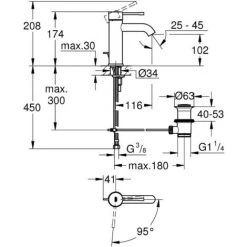 Grohe Essence Einhand-Waschtischbatterie, ES-Funktion, S-Size Mit Zugstangen-Ablaufgarnitur -GROHE SHOP 68959123 2