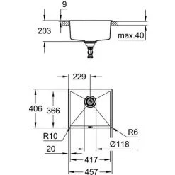 Grohe K700U Kompositspüle, 457x406mm Granit Grau -GROHE SHOP 68963849 4