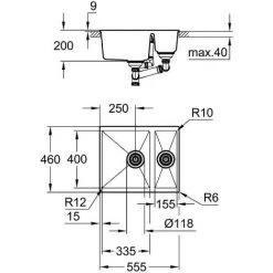 Grohe K500 Kompositspüle, 555x460mm, Drehbar, Granit Schwarz -GROHE SHOP 68963856 4