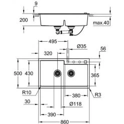 Grohe K500 Kompositspüle, 860x500mm Granit Schwarz -GROHE SHOP 68963860 4