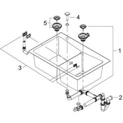 Grohe K700 Kompositspüle, 838x559mm, Einbau Links Granit Grau -GROHE SHOP 68963977 2