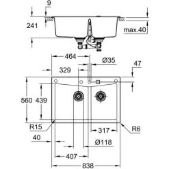 Grohe K700 Kompositspüle, 838x559mm, Einbau Links Granit Grau -GROHE SHOP 68963977 4