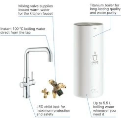 Grohe Red Kochendwasserhahn Mit U-Auslauf Und Kombikessel Chrom -GROHE SHOP 69466436 2