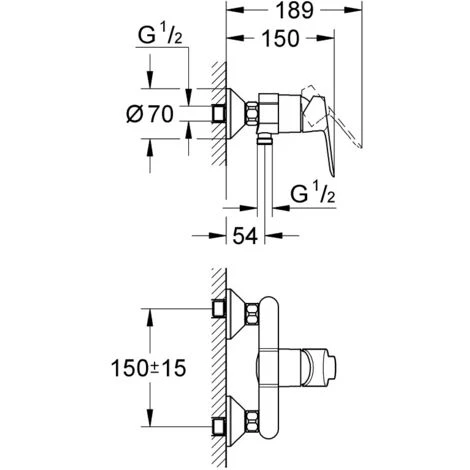 Grohe Brauseset Bauedge Mixer + Tempesta 100 2-strahlige Handbrause Mit Wandhalterung, Chrom (MixigeurD1-Tempesta3) 7 Grohe Brauseset Bauedge Mixer + Tempesta 100 2-strahlige Handbrause Mit Wandhalterung, Chrom (MixigeurD1-Tempesta3) – Bild 5