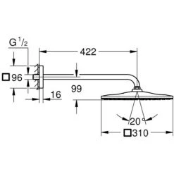 Grohe Mono Douchekop 31x42,2x9,6 Supersteel -GROHE SHOP 71358203 2