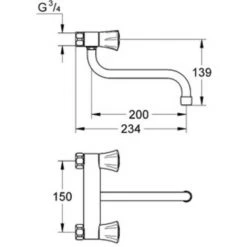 Grohe Costa-L Wand Keukenkraan Met Onderuitloop Chroom -GROHE SHOP 71358461 2