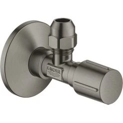 Grohe Hoekstopkraan 1/2" X 3/8" Knelkoppeling Hard Graphite Geborsteld