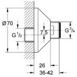 Grohe S-koppelingen Met Roset 1/2 Inchx3/4 Inch Set A 2 Stuks Chroom -GROHE SHOP 71383917 2