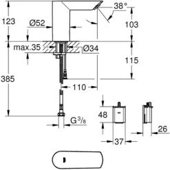 Grohe Bau Cosmopolitan E Wastafelmengkraan Met Infraroodsensor Chroom -GROHE SHOP 71385875 2