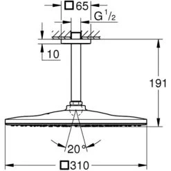 Grohe Mono Douchekop 31x19,1x6,5 Hard Graphite Geborsteld -GROHE SHOP 71386207 2