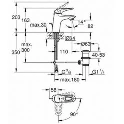 Grohe Eurostyle New M-size Wastafelkraan Met Waste Chroom -GROHE SHOP 71386460 2