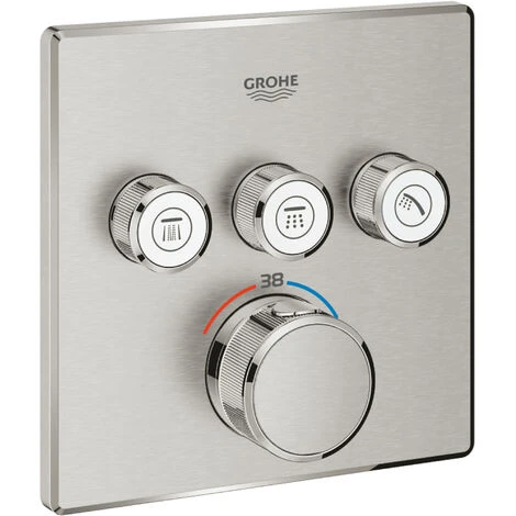 GROHE Grohtherm Smartcontrol Douche Opbouwdeel Vierkant 15,8x4,3x15,8 Cm Supersteel 3 GROHE Grohtherm Smartcontrol Douche Opbouwdeel Vierkant 15,8x4,3x15,8 Cm Supersteel