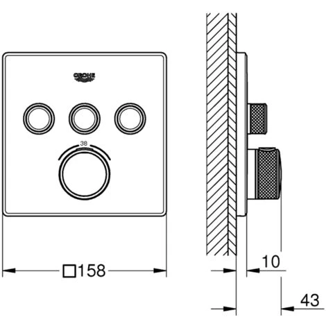 GROHE Grohtherm Smartcontrol Douche Opbouwdeel Vierkant 15,8x4,3x15,8 Cm Supersteel 4 GROHE Grohtherm Smartcontrol Douche Opbouwdeel Vierkant 15,8x4,3x15,8 Cm Supersteel – Bild 2