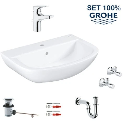 Grohe Set Alles In 1: Hängewaschbecken 60 Cm + Einhebelmischer + Siphon + Eckventil (LAVABOMITIGEURGROHE) 3 Grohe Set Alles In 1: Hängewaschbecken 60 Cm + Einhebelmischer + Siphon + Eckventil (LAVABOMITIGEURGROHE)