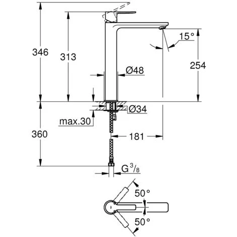 Grohe Lineare Einhand-Waschtischbatterie, 1/2″ Xl-Size (23405Al1) 4 Grohe Lineare Einhand-Waschtischbatterie, 1/2″ Xl-Size (23405Al1) – Bild 2